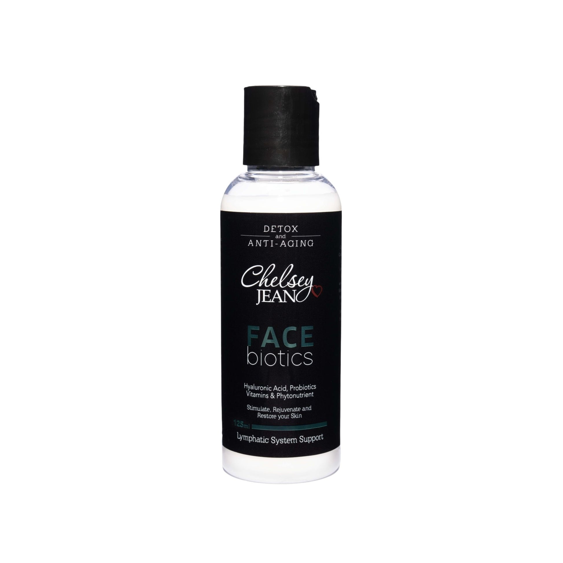 Bottle of Chelsey Jean Face Biotics on a white background